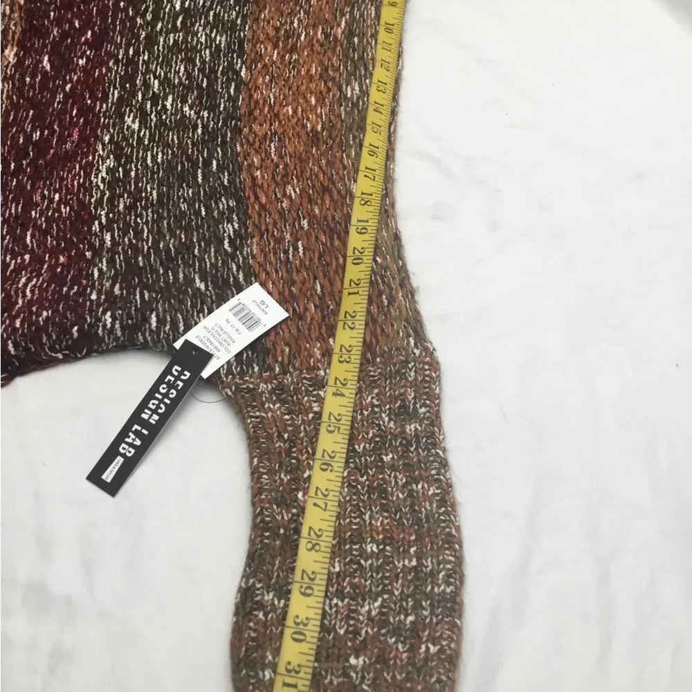 DESIGN LAB Cream and Brown Cowl Neck Sweater with Fuzzy Texture - Picture 4 of 12